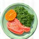 Icon of a plate with healthy food and data points, representing nutritional recommendations based on individual metabolism.