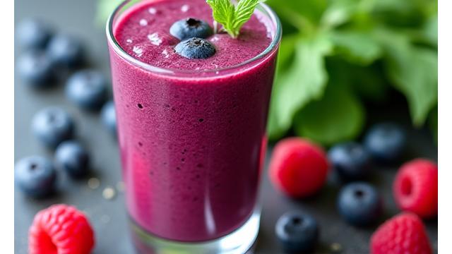 A close-up of a colorful, antioxidant-rich smoothie, depicting healthy eating.