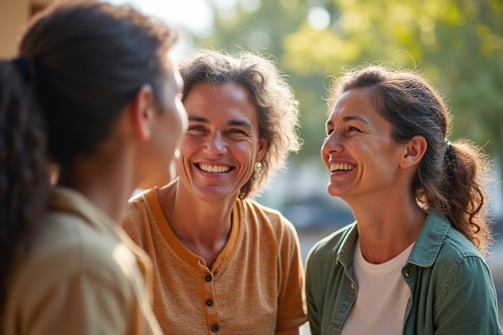 A diverse group of adults engaging in supportive group activity outdoors, symbolizing community and collective strength.