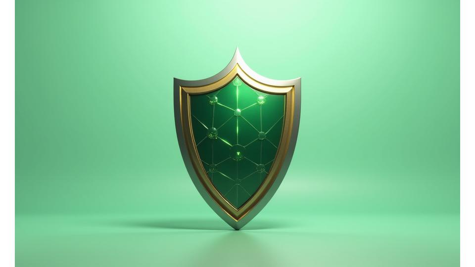 Abstract metallic shield protecting sensitive data points, symbolizing robust privacy and data protection measures.
